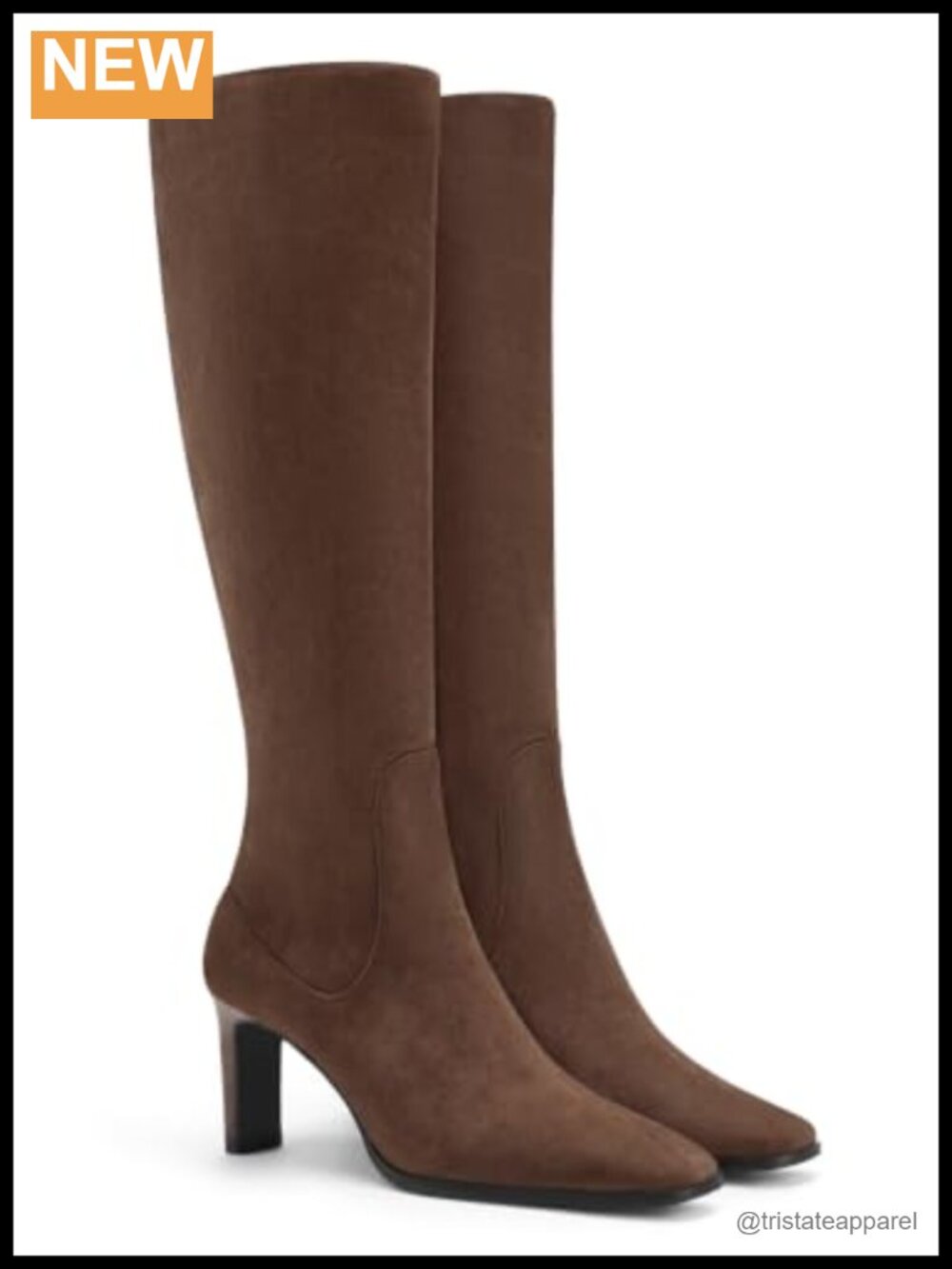 Knee High Boots Women Square Toe Chunky Heel Zipper Dress Tall Boots